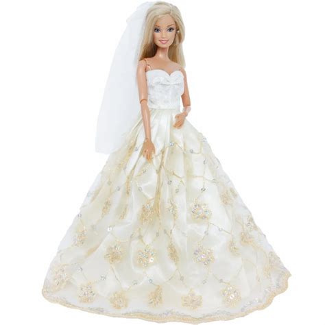 High Quality Princess Dress Wedding Party Wear Sexy Gown Lace Skirt Veil Clothes For Barbie