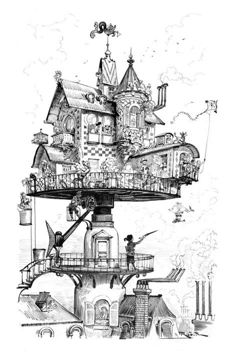 Buy Flying House Drawing Online In India Etsy