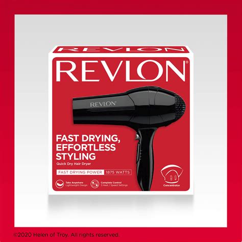 Revlon 1875w Lightweight Hair Dryer For Easy Smooth Styling Black