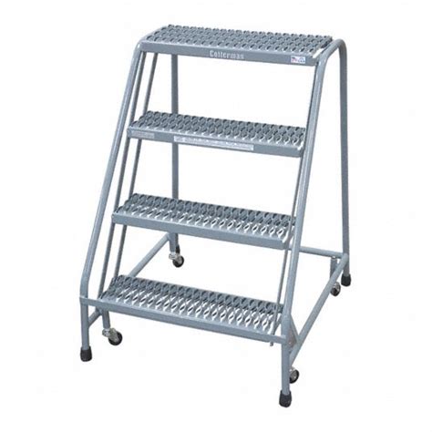 Cotterman 4 Step Rolling Ladder Serrated Step Tread 40 In Overall