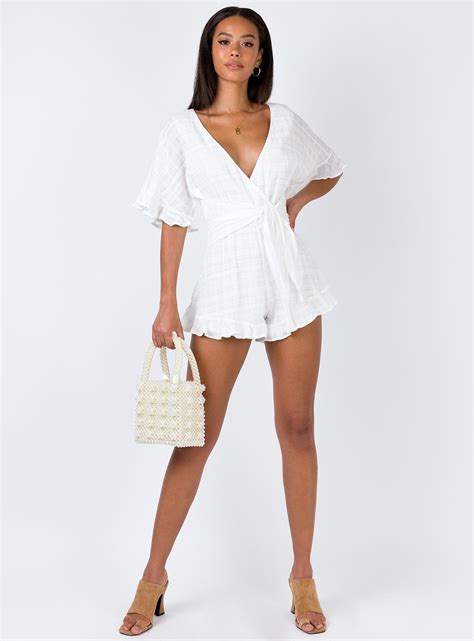 The Louie Playsuit Sage Princess Polly Usa White Playsuit Clothes