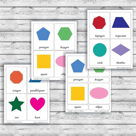 Shapes 2d Montessori Cards For Children Preschool Etsy