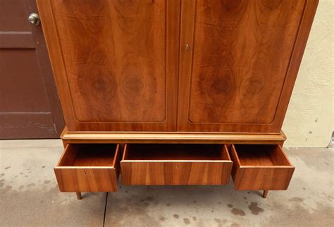 Swedish Mid Century Modern Storage Cabinet In Book Matched Mahogany By