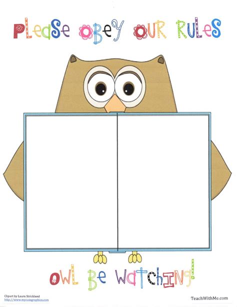 Classroom Freebies Owl Rules Anchor Chart