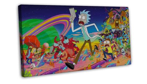 Rick And Morty Characters 16x12 Inch Framed Canvas Print