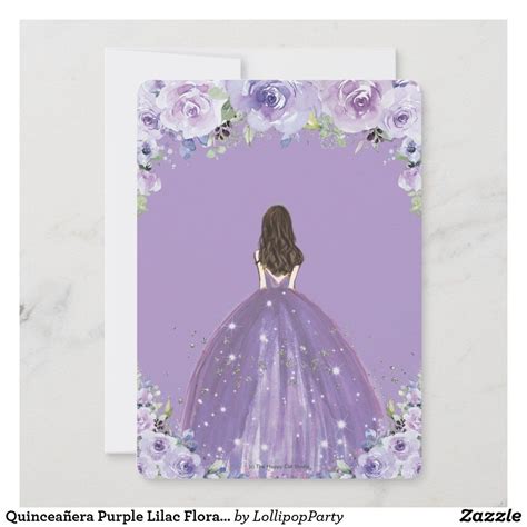 quinceañera purple lilac floral princess birthday invitation zazzle princess birthday