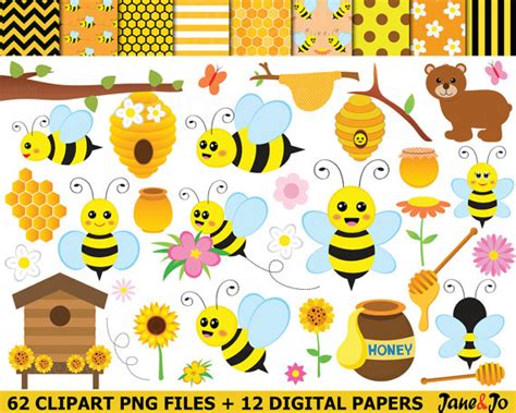 62 Bee Clipart Bees Clipart Honey Bees Clip Art Bee By Janejoart Bumble