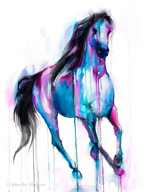 Magical Horse Watercolor Painting Print By Slaveika Aladjova Etsy