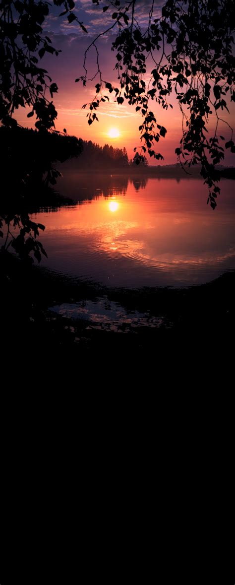 Sunset Over The Lake 2652x6596 Amoledbackgrounds Sunset Lake