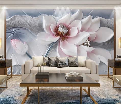 3d Embossed Flower Murals Large Print Wallpaper For Living Room Bedroom