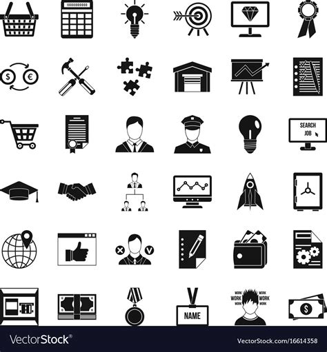 Business Career Icons Set Simple Style Royalty Free Vector