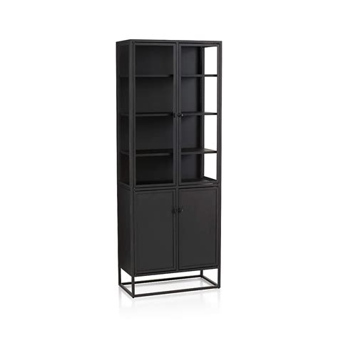 Crate And Barrel Casement Black Tall Storage Cabinet Aptdeco