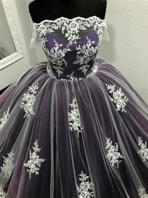 Purple Wedding Dress Gothic Wedding Dress Trail Wedding Quince Dresses