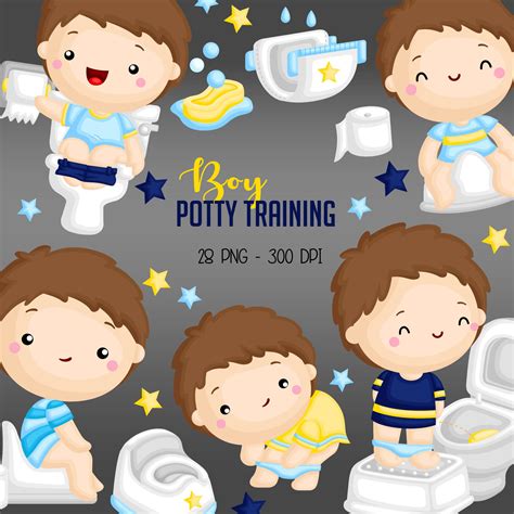 Potty Training Clipart Cute Boy Clip Art Bathroom Etsy