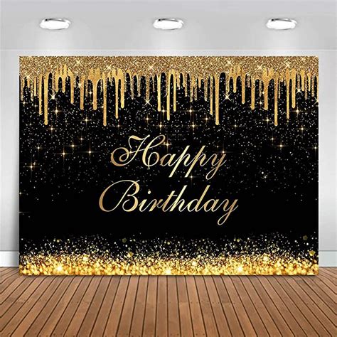 Buy Mocsicka Black And Gold Birthday Backdrop Black Glitter Dots