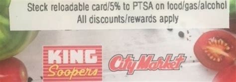 By coach nylund, 07/15/20, 8:00pm mdt. King Soopers Reloadable Gift Card (5% of purchases comes back to Steck)