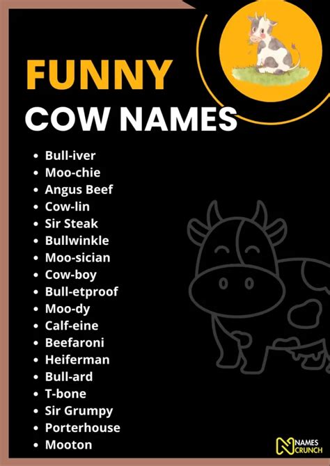Funny Cow Names Moo Tastic Laughter Galore Names Crunch
