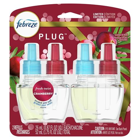 Febreze Odor Eliminating Fade Defy Plug Air Freshener Refill Cranberry