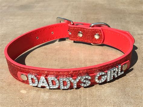 Daddys Girl Rhinestone Choker Sparkly Red Hot Vegan Leather Etsy