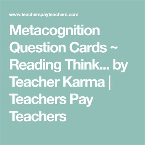 Metacognition And Comprehension Question Cards Question Cards