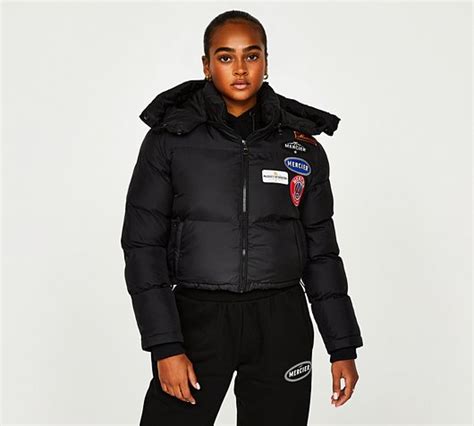 Mercier Womens Paris Badge Crop Puffer Jacket Black Footasylum