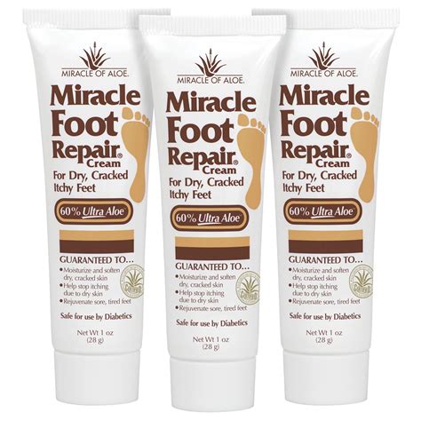 Buy Miracle Foot Repair Cream 1 Ounce Tube 3 Fast Relief For Dry Cracked Itchy Feet And