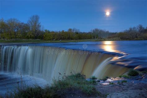 Full Moon Over Waterfall Stock Photo Image Of Luminosity 6790780
