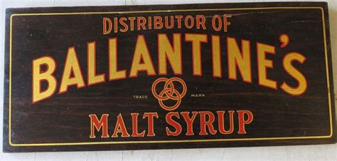 Ballantines Distributor Wood Sign Malt Syrup Beer Brewery Newark New