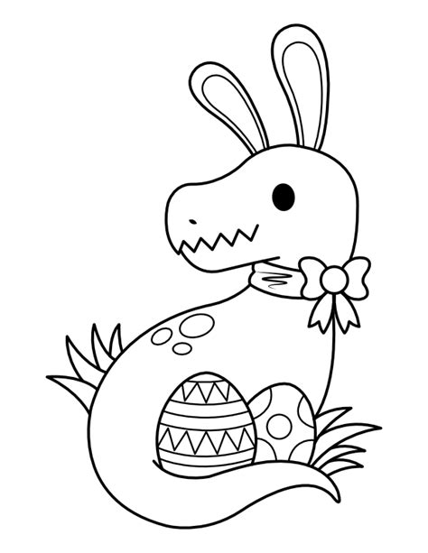 Printable Dinosaur Wearing Easter Bunny Ears Coloring Page - Coloring Home