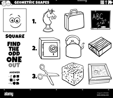 Ilustración De Dibujos Animados En Blanco Y Negro De Forma Geométrica