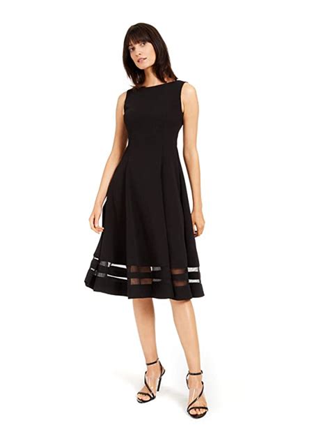Buy Calvin Klein Womens Black Zippered Embroidered Sleeveless Crew Neck