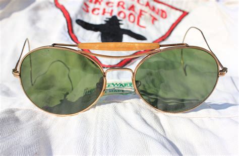 1940s Aviator Sunglasses Wwii Era Vintage Aviators With Bottle Green Lenses Sunglasses