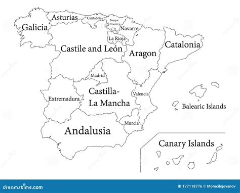 Mappa Della Spagna Da Parte Delle Comunità Autonome Illustrazione