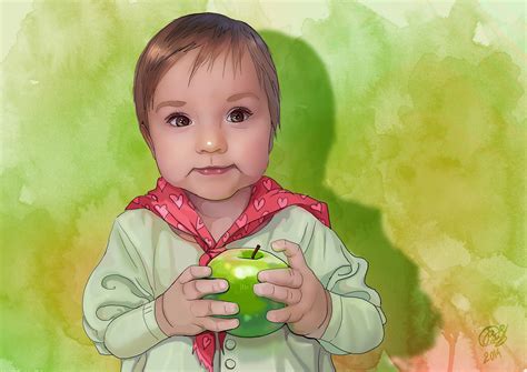 Cute Little Girl Digital Art Portrait On Behance