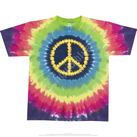 Americana Hippie Peace Tie Dye T Shirt Tee Liquid Blue