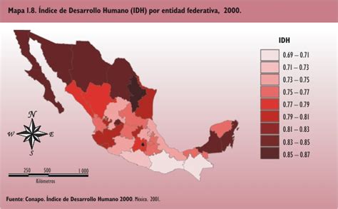 Mapa Ndice De Desarrollo Humano Por Entidad Federativa