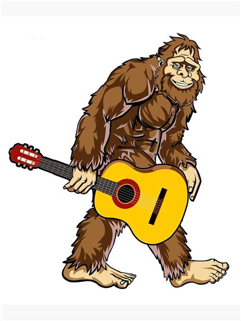 Bigfoot Hunter Guitar Artist Musician Funny Design Kids Women Men