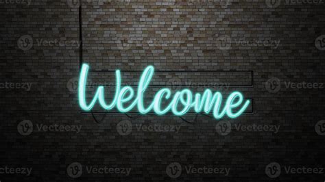 The Message Welcome Neon Light On Brick Wall Bcakground 6879910 Stock