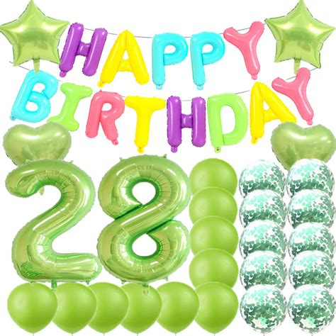 Sweet 28th Birthday Decorations Party Suppliesgreen Number 28 Balloons