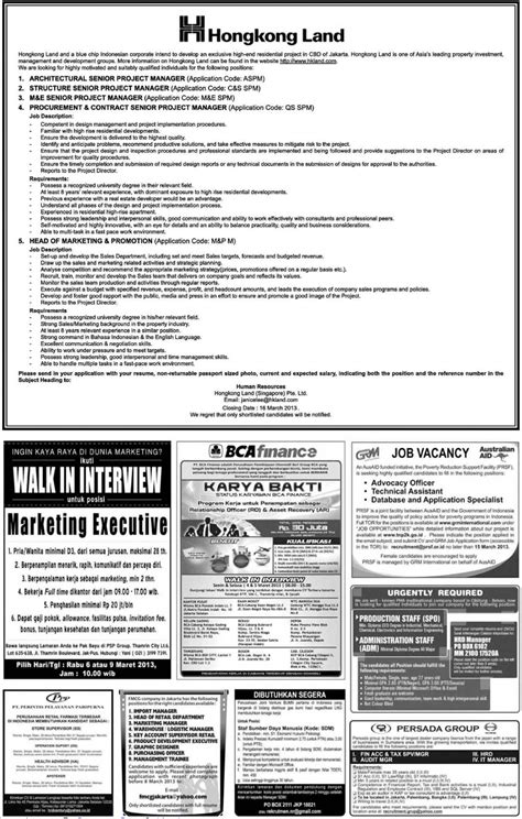 Barikut iklan lowongan kerja yang dimuat di koran kompas sabtu 22 juni 2013. Lowongan kerja koran kompas Sabtu 2 Maret 2013 ...