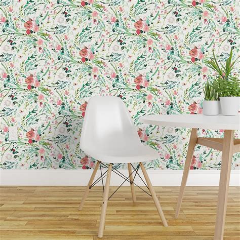 Peel And Stick Removable Wallpaper Dainty Floral Flowers Botanical