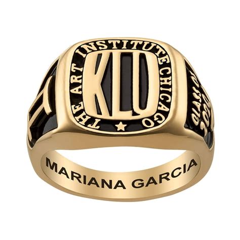 Womens Yellow Celebrium Rectangle Signet Class Ring Personalized
