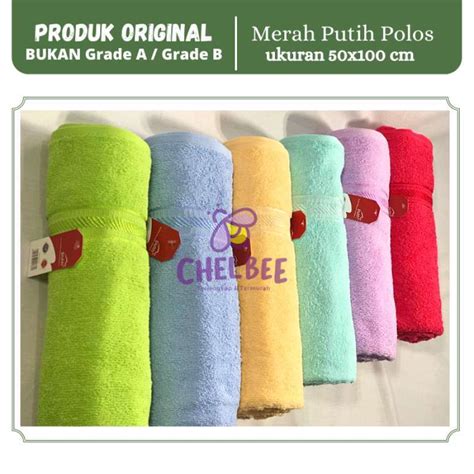 Promo Handuk Mandi Merah Putih Polos X Cm Handuk Tanggung Diskon