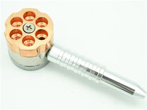 herb tobacco spice grinder revolver bullets smoking pipe 118mm diameter 2parts metal smoking