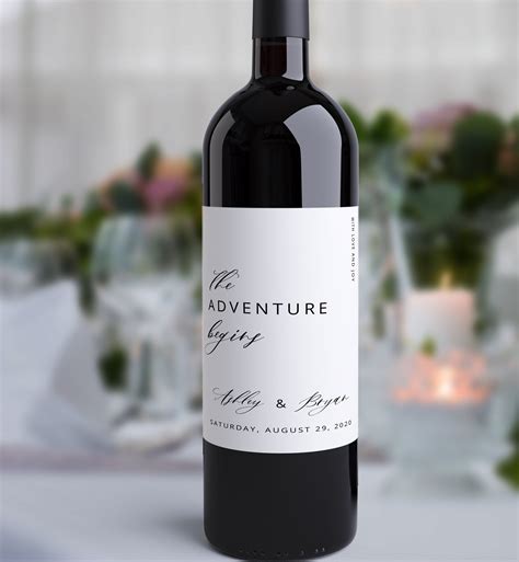 Modern Minimalist Wedding Wine Bottle Label Template Printable Simple