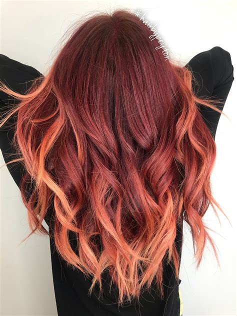 Sunburst Red To Copper Hair Balayage Red Balayage Hair Balayage Hair