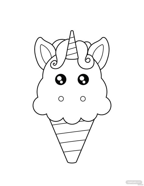 Free Unicorn Ice Cream Coloring Page Illustrator PNG PDF SVG