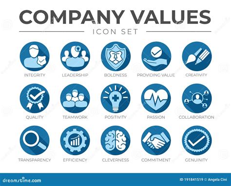 Blue Flat Business Company Values Flat Round Icon Set Integrity
