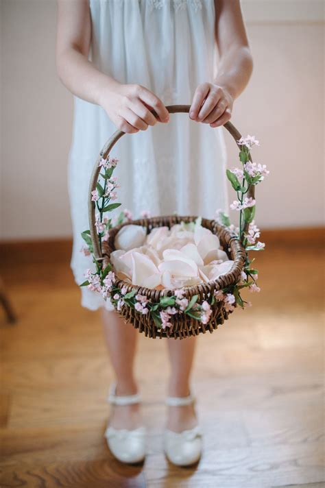 Flower Girl Basket With Pink Flowers