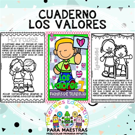 Cuaderno De Valores Para Niños Materiales Educativos Para Maestras